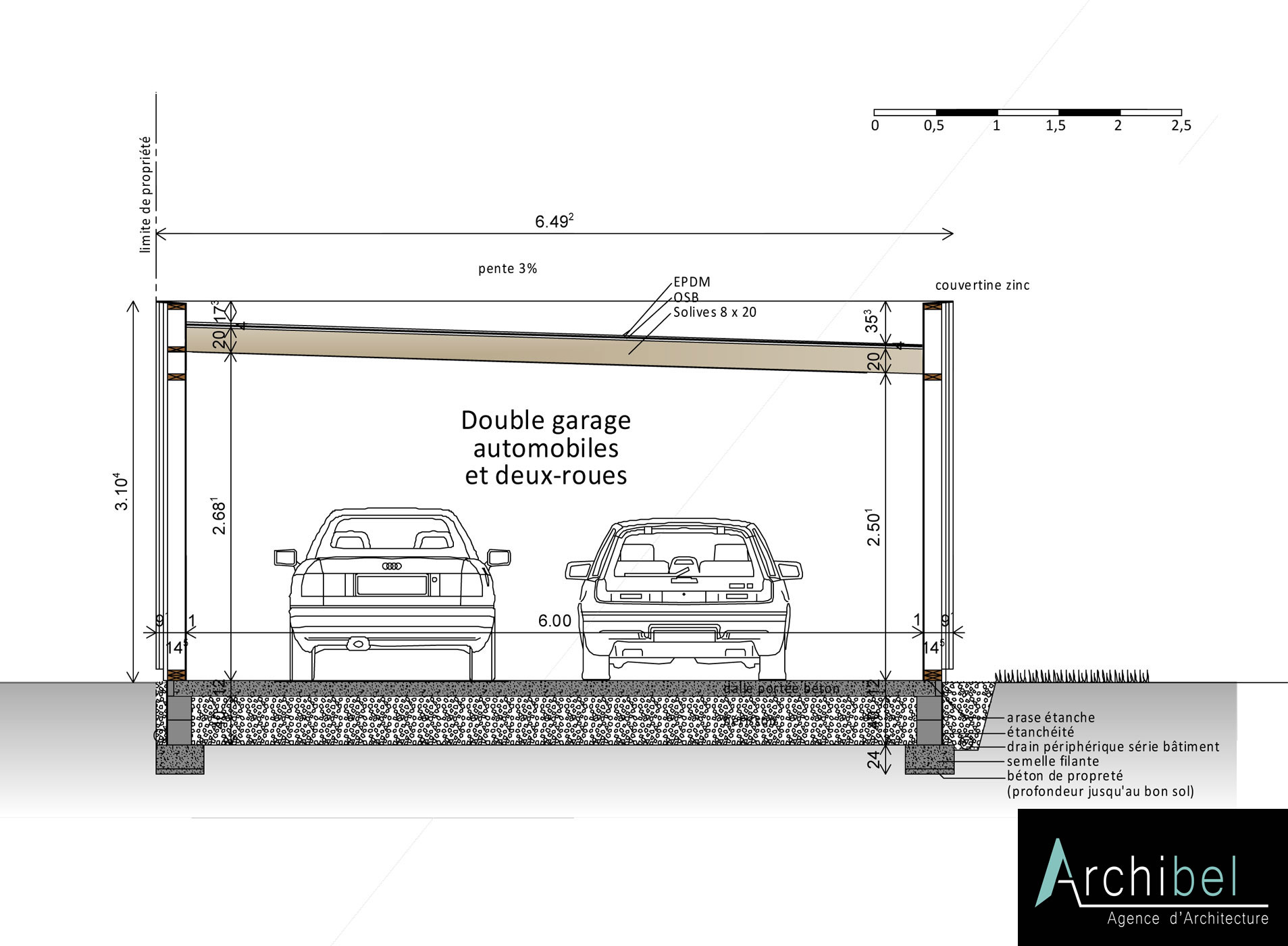 Archibel Plan Coupe Extension Garage 45210
